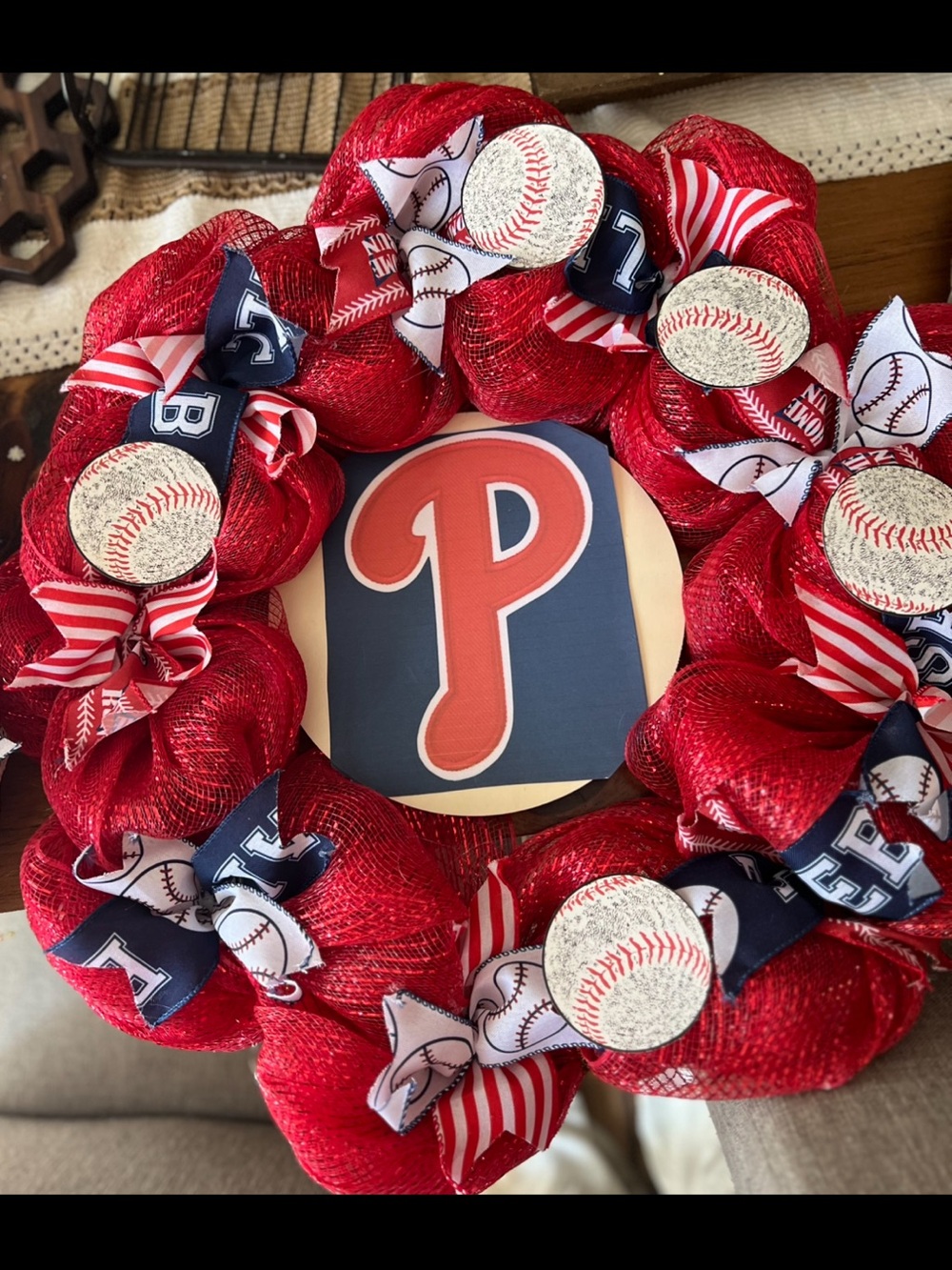 Philadelphia Phillies Red Baseball Wreath